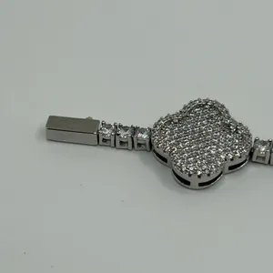 Fragrant Jewels Moissanite Clover Tennis Bracelet VVS1 Silver New Insane Quality 8 Inch 3mm thumbnail 4