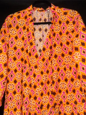 Zara Orange and Pink Geometric Print Casual Dress thumbnail 2