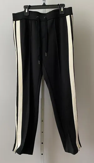 Pam & Gela S‎ Black Track Pants White Side Stripe Drawstring Tapered Athleisure thumbnail 1