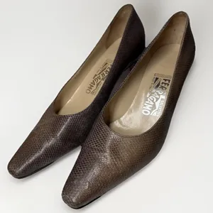 Salvatore Ferragamo Snakeskin Pumps Heels Leather Made in Italy 9 B Vibram Soles thumbnail 2
