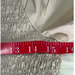 Gap Women Smocked Mini Dress Tan‎ Khaki Puff Sleeve Tiered Cotton L NEW thumbnail 6