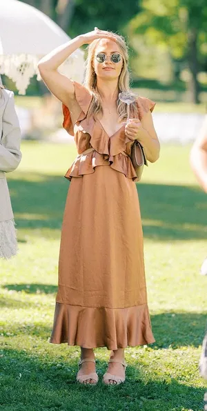 Show Me Your Mumu - Zoey Midi Dress ~ Copper Luxe Satin thumbnail 1