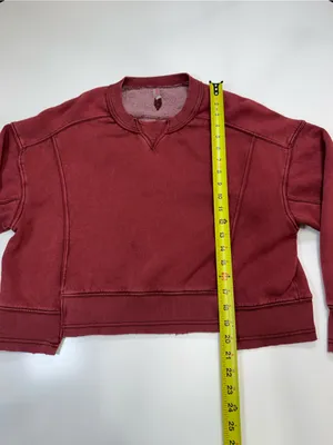 Free People Maroon Relaxed Crewneck Sweatshirt thumbnail 3