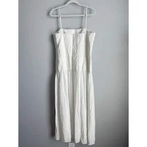 Zara ZW Collection Drop Waist MIDI Dress Oyster White Square Neck Minimalist XL thumbnail 4