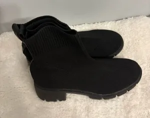 Black street elastic slip on boots thick sole Sz.7.5 Gothic/ western thumbnail 1