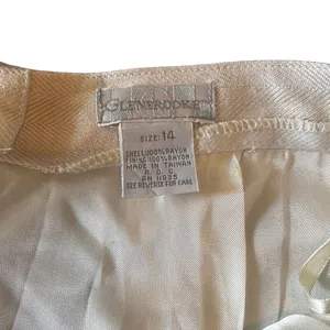 Glenbrooke Vtg 14‎ Cream Herringbone Pleated Midi Pencil Skirt Lined Secretary thumbnail 6