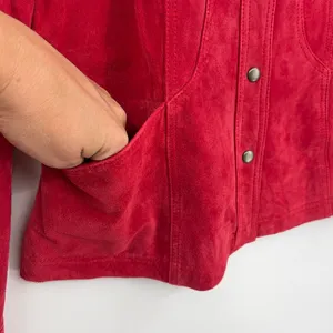 Coldwater Creek Y2K Suede Jacket Sz M Red Boho Western Snaps Cottage Ranchcore thumbnail 8