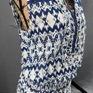 Lola Australia Maxi Dress S Blue White Morocco Ikat Cotton Beach‎ Wedding Guest thumbnail 7