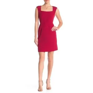 Cupcakes and Cashmere Angie Cherry Red Square Neck Sheath Dress Date Night Chic thumbnail 2