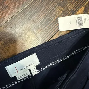 Anthro Bryson navy tapered multi button business casual pants thumbnail 4