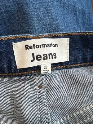 Reformation Wilder High Rise Wide Leg Cropped Jeans Blue Size 27 thumbnail 7