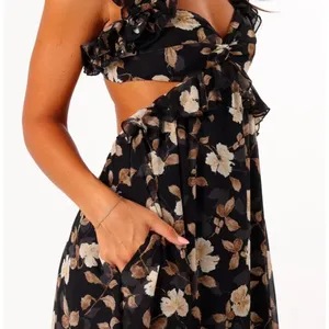 Petal & Pup Lucah Dress Size Large Frill Floral Maxi Wedding Formal Cocktail Blk thumbnail 5