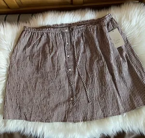 A New Day Brown Gingham Button Front Mini Skirt new  thumbnail 1