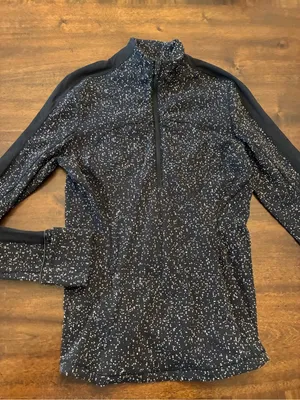 Lululemon Run Briskly 1/2 Zip Size 10 Pullover Magnetized Jacquard Black White thumbnail 1