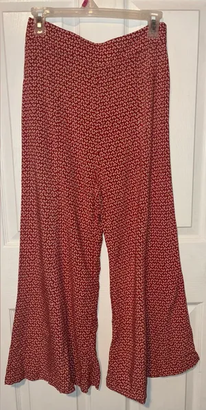 Maeve crop Women’s Red Wide-Leg Printed Pants floral thumbnail 1