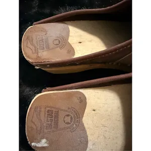 Bastad Original Wooden Clog Brown Tan Leather Made in Sweden Slip On 38 7.5 thumbnail 3