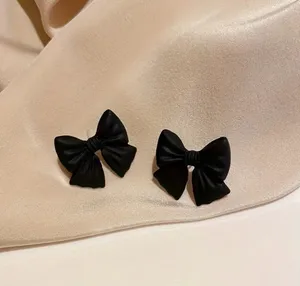 NEW black coquette bow stud earrings, black bow earrings, trendy bow jewelry thumbnail 4