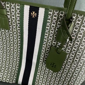 Tory burch women's Gemini link Canvas top zip tote 58450 thumbnail 5