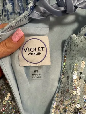 Violet Weekend Blue & Silver Sequin Maxi Dress — Girls’ Size 5/6 — NWT thumbnail 9