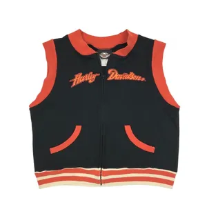 HARLEY DAVIDSON Full Zip Top Women L Black/Orange 2005 Festival Moto Biker VTG thumbnail 3
