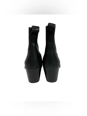 J. Crew Black Leather Point‎ Toe Heeled Chelsea Western Ankle Boots Size 8 thumbnail 6