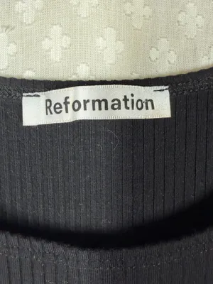 Reformation Black‎ Ribbed Short Sleeve Dress thumbnail 3