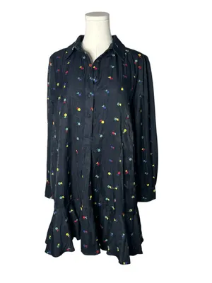 Tuckernuck Navy Floral Embroidered Callahan Long Sleeve T Shirt Mini Dress thumbnail 2