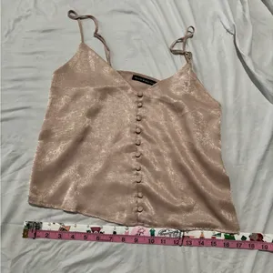 Brandy Melville Blush Pink Shimmery Satin Button Front Cami Top Small Y2K thumbnail 4