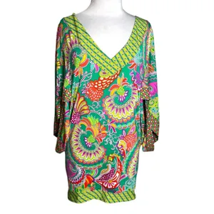 Trina Turk Festival Folkloric Tunic in Multi‎ swim cover up Sz S thumbnail 4