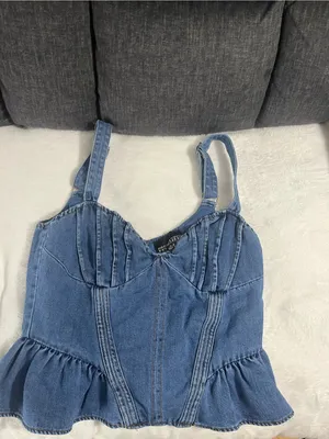 Blue Denim Peplum Zip thumbnail 4