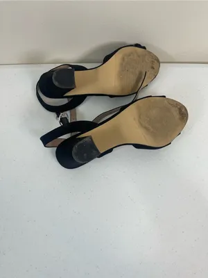 Madden Girl Black Suede Floral Open-Toe Slingback Heels thumbnail 5