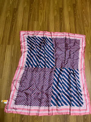 Brooks Brothers Silk Pink & Blue Striped Scarf thumbnail 5