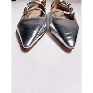 Sam Edelman Cass Silver Triple Strap Mary Jane Flats 8.5 Like New thumbnail 5