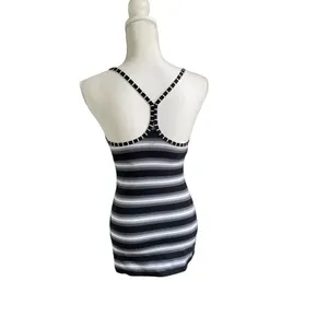 Lululemon Power Y Athletic Padded Tank Black White Stripe Size 6 thumbnail 3