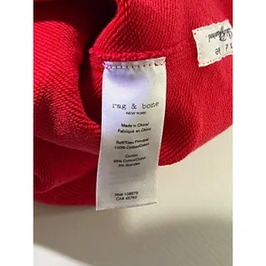 Rag & Bone JEAN Red Cropped French‎ Terry Sweatshirt Raw Hem Medium thumbnail 8