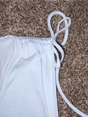 American Eagle Light Blue Tie-Shoulder Scoop Neck Crop Top Medium thumbnail 10