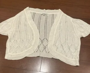 Papaya White Sweater Crop Cardigan thumbnail 1