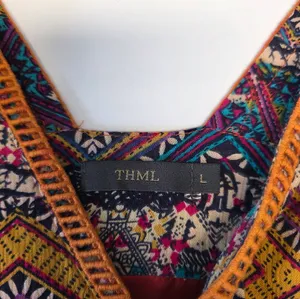 THML Embroidered Boho Mini Dress Size Large Red Orange Travel Anthropologie Vaca thumbnail 3