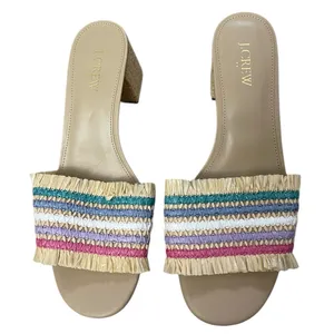 J. Crew Women's Rainbow Raffia Woven Slide 2.5” Mule Sandals thumbnail 2