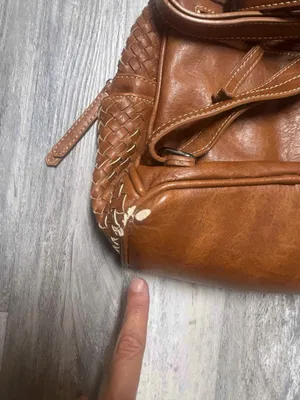 Shomico Certainly Chic Faux Leather Woven Backpack Chestnut See Pic For Flaw thumbnail 7