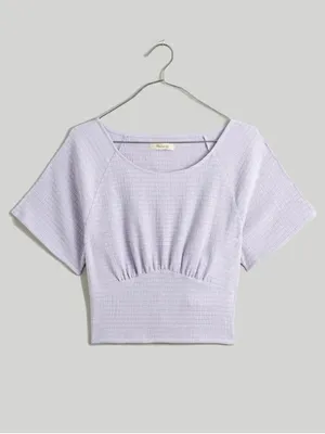 Madewell Shirred Crewneck Short Sleeve Crop Top Dusty Lavender Small thumbnail 7