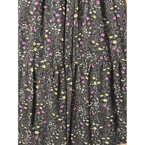 Dark Romantic Maxi Skirt XS Black Purple Floral Tiered Elastic Waist Cottagecore thumbnail 5