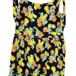Adelyn Rae Black Fruit Floral Print Tiered Midi Dress Tie Shoulder Smocked NWT‎ thumbnail 13
