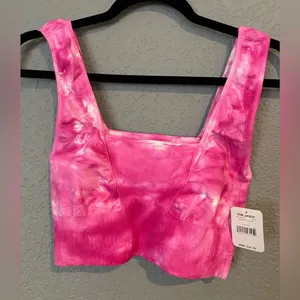NWT Free People Movement Good Karma Bra crop Top Pink Tie Dye Size M/L thumbnail 8