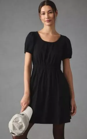 Anthropologie Daily Practice Black Cap Sleeve Cotton Sleeve Dress M thumbnail 1