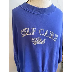 Aerie Self Care Club‎ Blue Oversized Sweatshirt Womens Medium Exposed Seam Crew thumbnail 5