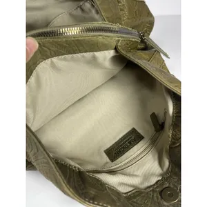 American Leather Co. Olive Green Tooled Genuine Leather Hobo Shoulder Bag thumbnail 10