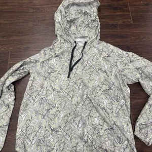 Leonisa Lightweight Windbreaker Jacket Raincoat Green‎ white Print Unisex l/xl thumbnail 2