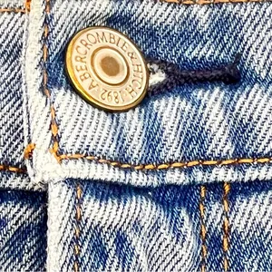 Abercrombie & Fitch High Rise Mom Lt Blue Factory Distressed Cutoff Jean Short thumbnail 8