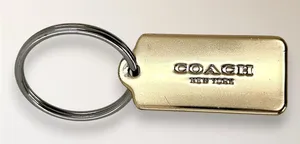 Coach New York Gold Tone Hang Tag Keychain Bag Charm‎ Fob Large Split Ring thumbnail 1